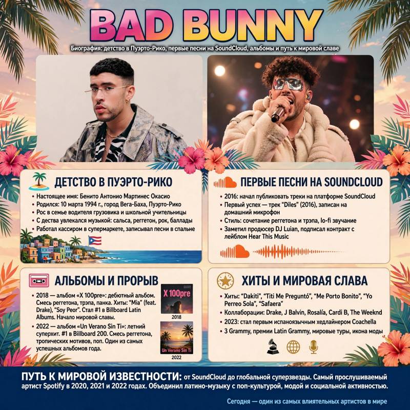 Bad Bunny: биография, главные хиты и путь к мировой популярности