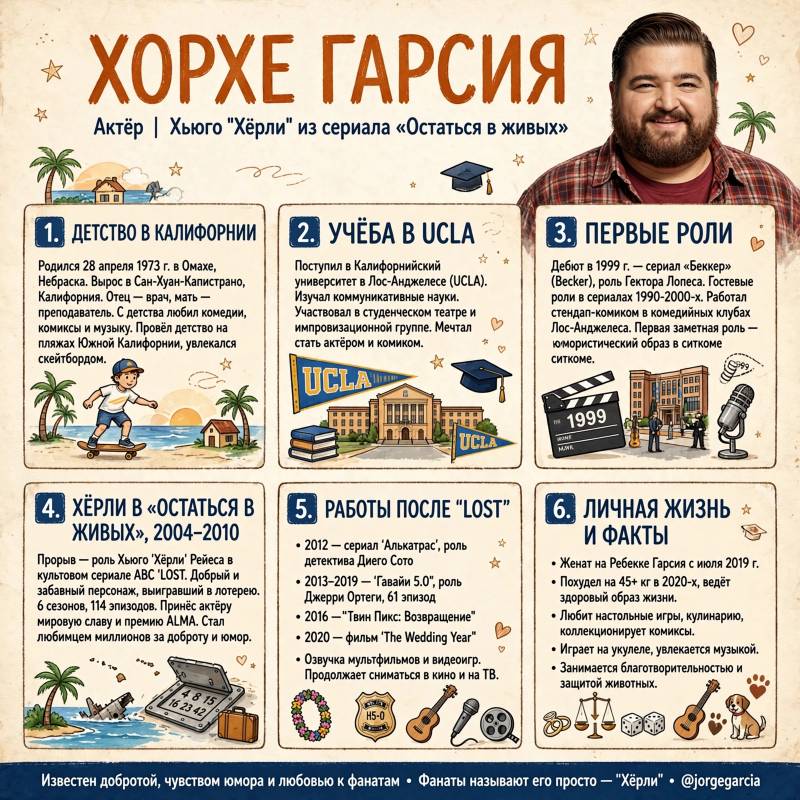Биография Хорхе Гарсиа: путь к славе, «Остаться в живых» и факты за пределами экрана