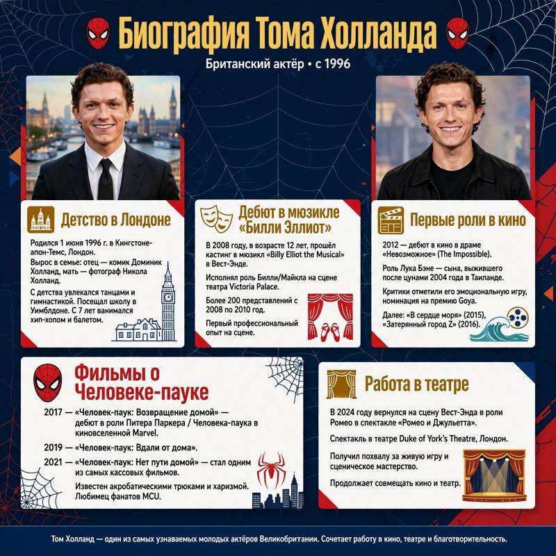Биография Тома Холланда: путь от «Билли Эллиота» до Человека-паука