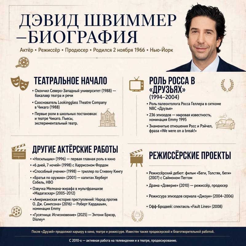 Дэвид Швиммер: как Росс из «Друзей» стал знакомым всему миру