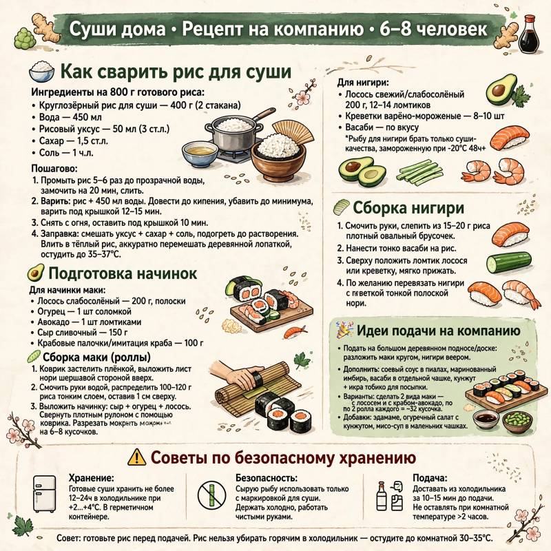 Домашний суши-бар: пошаговый рецепт риса, роллов и идеи подачи
