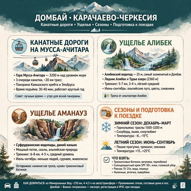 Домбай: главные места, сезоны для поездки и советы туристам