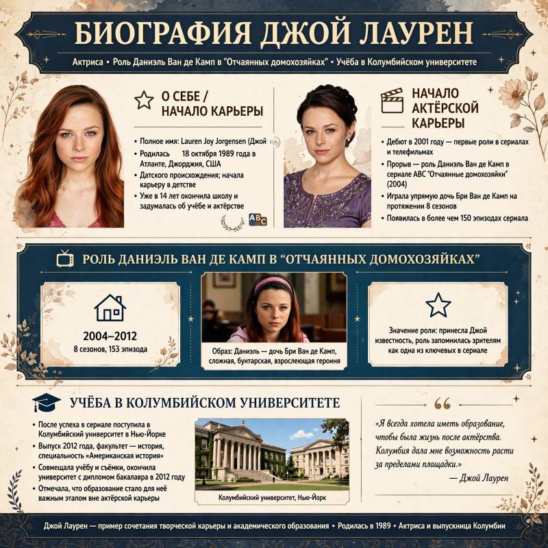 Джой Лаурен: путь к роли Даниэль Ван де Камп и жизнь после «Отчаянных домохозяек»