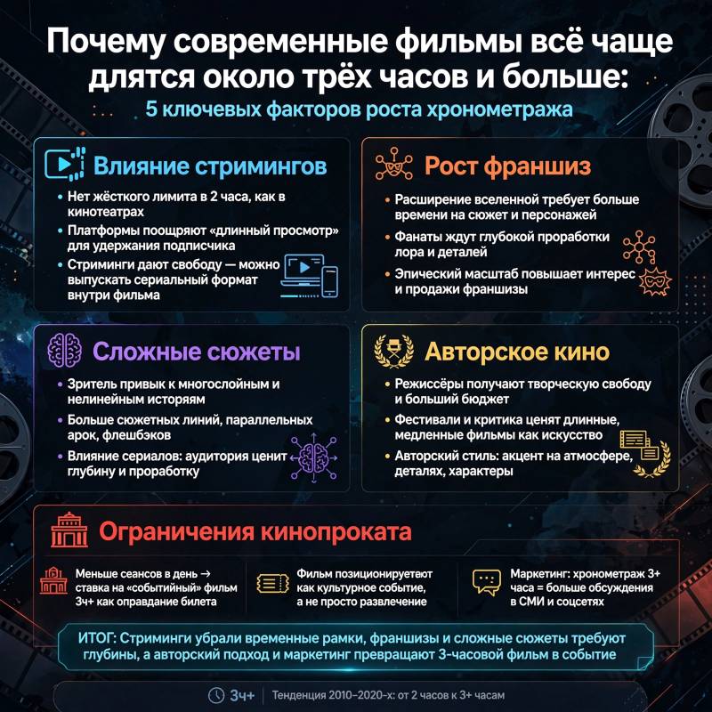 Эпоха хронометража: почему современные фильмы длятся больше 3 часов?