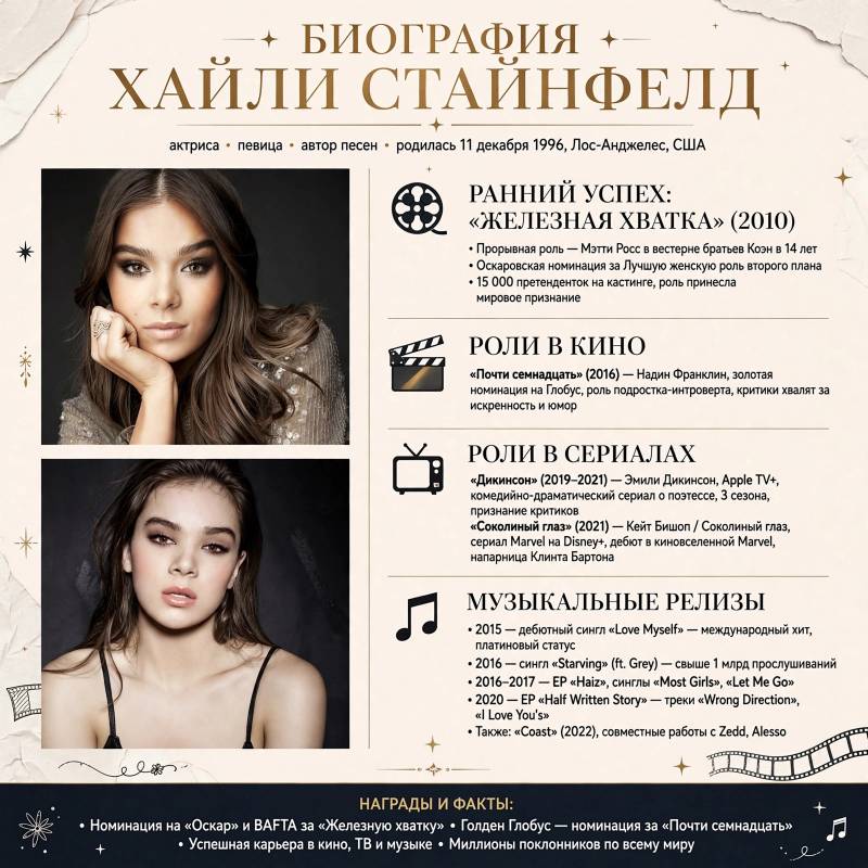 Хайли Стайнфелд: биография, главные роли и музыкальная карьера