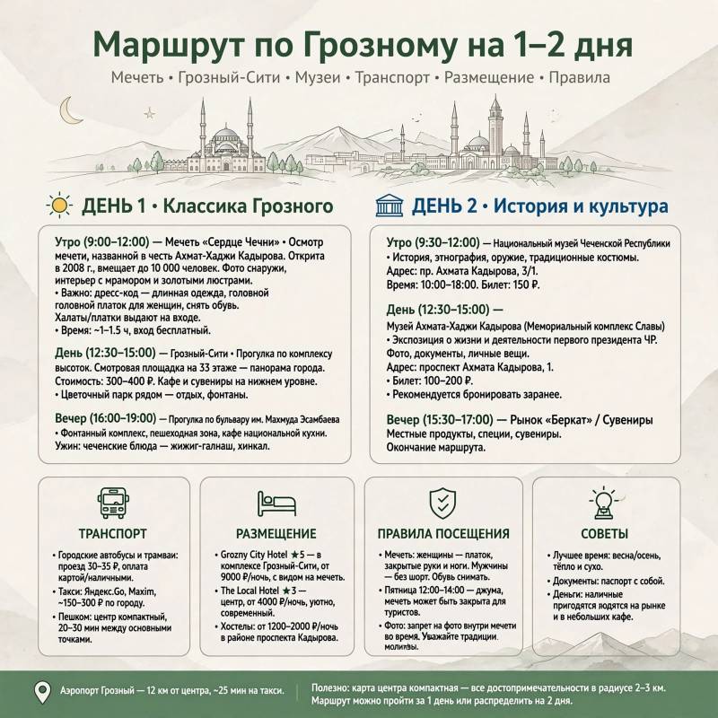 Как организовать путешествие в Грозный: маршрут и полезные детали