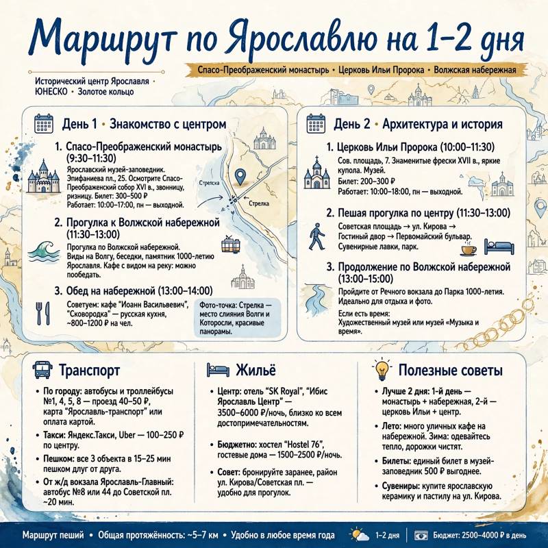 Как организовать путешествие в Ярославль: маршрут на один-два дня и полезные детали