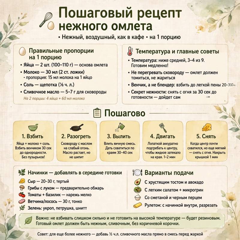 Как приготовить идеальный омлет: пошаговый рецепт, пропорции и идеи подачи