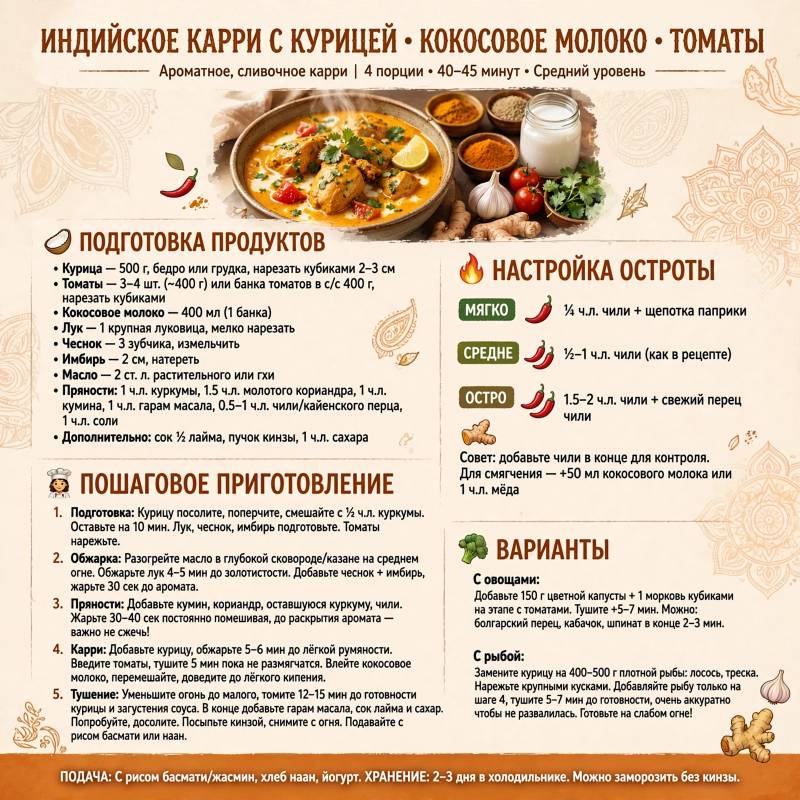Как сделать индийское карри дома: подробный рецепт с пряностями, соусом и вариантами подачи