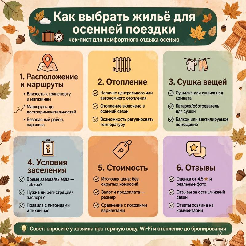 Как выбрать жильё для осенней поездки: расположение, отопление и другие детали