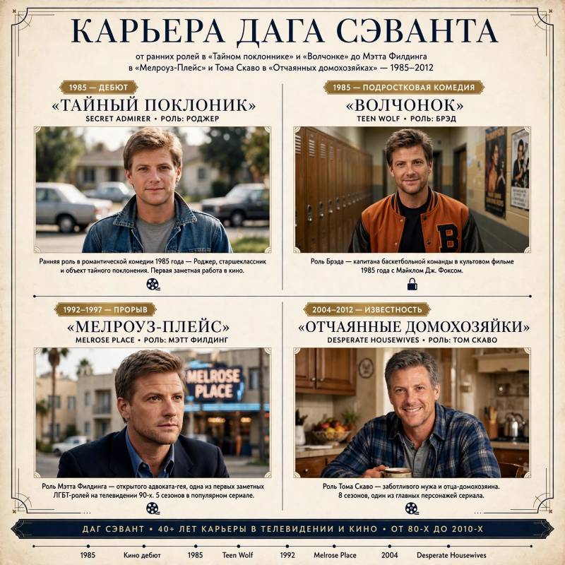 Карьера Дага Сэванта: от ранних ролей до «Мелроуз-Плейс» и «Отчаянных домохозяек»