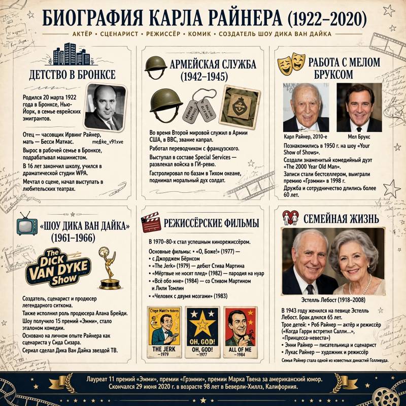 Карл Райнер: биография, личная жизнь и путь к успеху в кино и на телевидении