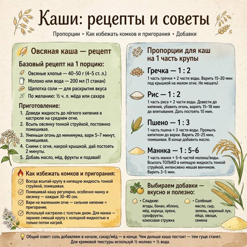 Каша на завтрак дома: базовый рецепт и тонкости приготовления