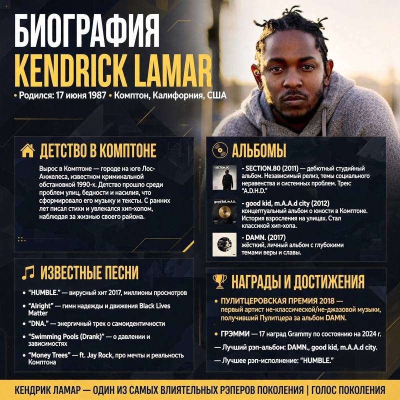 Kendrick Lamar: биография, песни и достижения