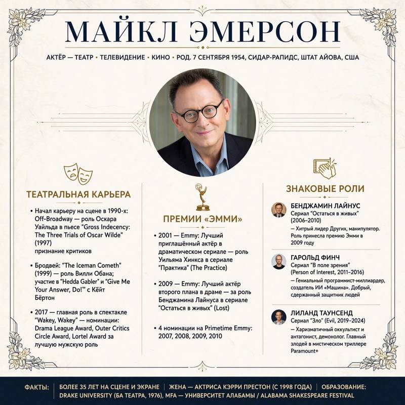Майкл Эмерсон: как театральный актер стал звездой «Остаться в живых» и «В поле зрения»