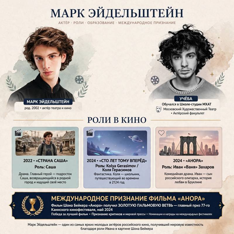 Марк Эйдельштейн в кино: от «Страны Саши» до «Аноры»