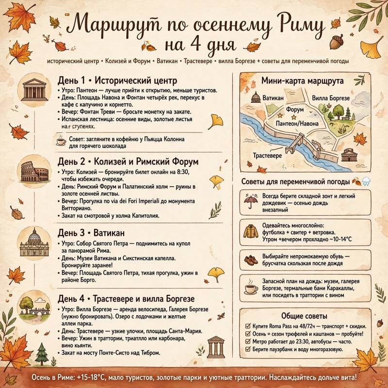 Осенний Рим: маршрут на несколько дней и главные достопримечательности