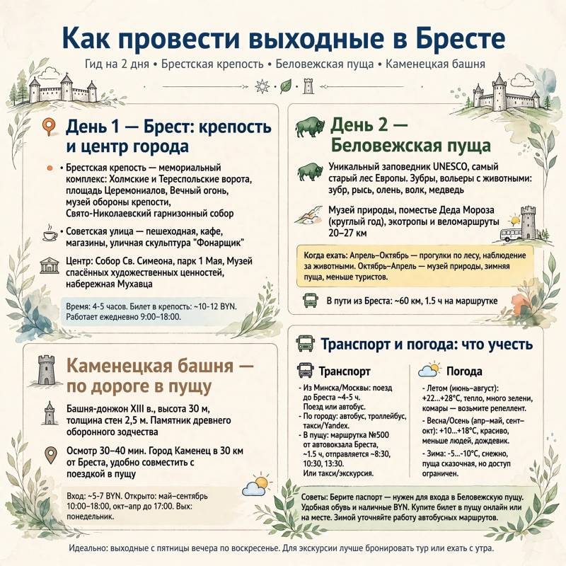 Отдых в Бресте: крепость, прогулки по центру и поездки за город