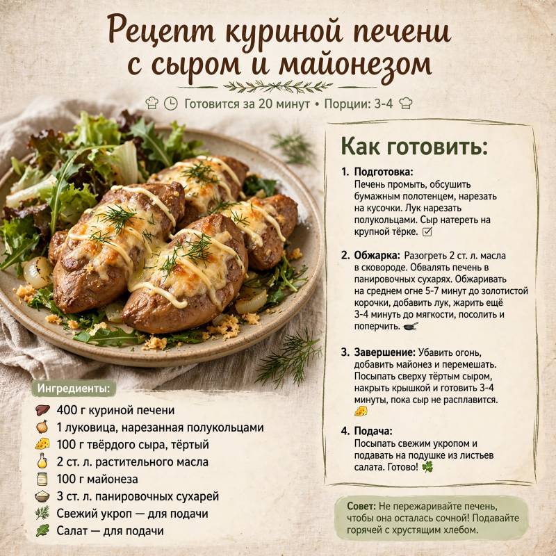 Печень в сырной корочке. Рецепт