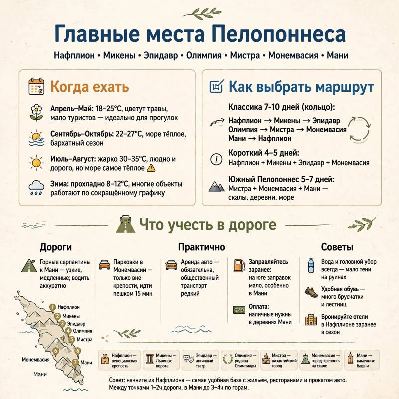 Пелопоннес: главные места, когда ехать и как спланировать поездку