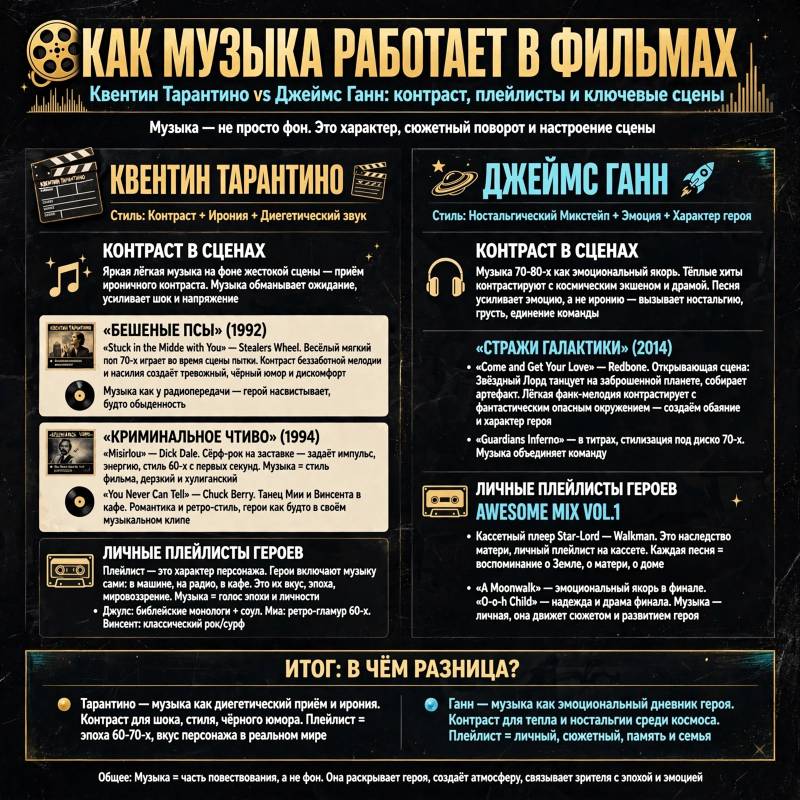 Плейлист как характер: как Тарантино и Джеймс Ганн рассказывают о героях музыкой