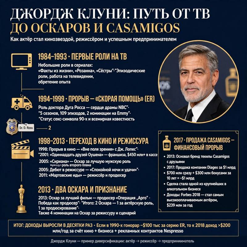 Путь Джорджа Клуни к славе и его самые большие заработки