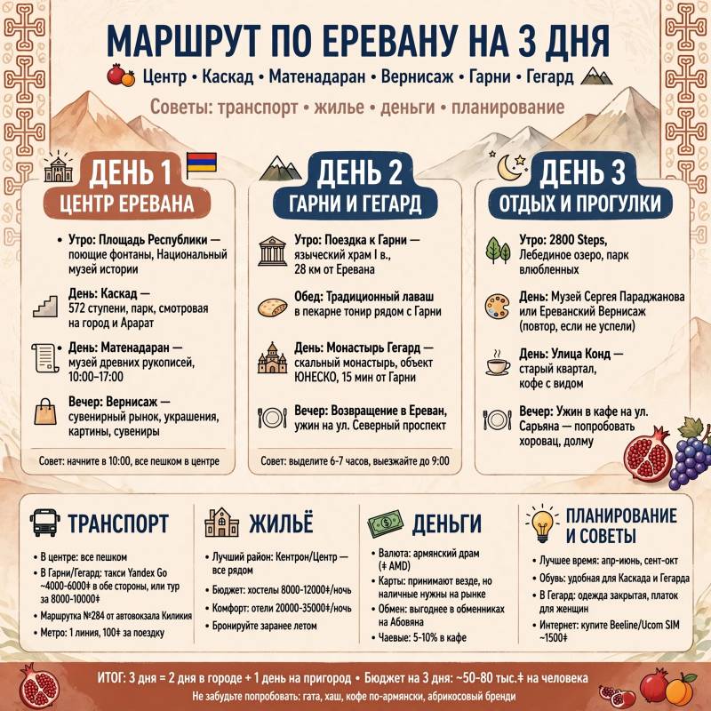 Путешествие в Ереван: маршрут на три дня и полезные детали