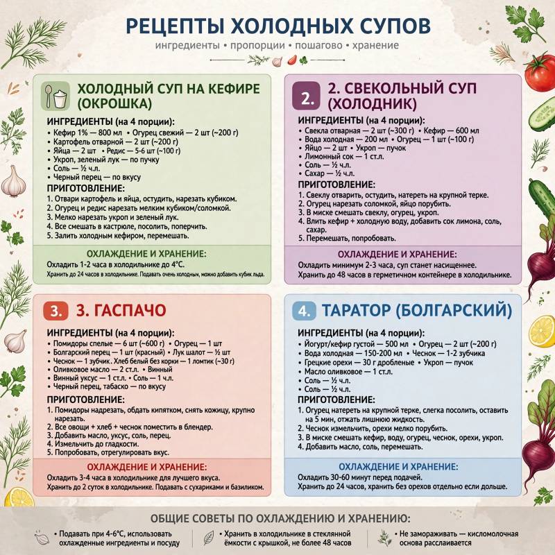 Рецепты холодных супов: ингредиенты и пошаговое приготовление