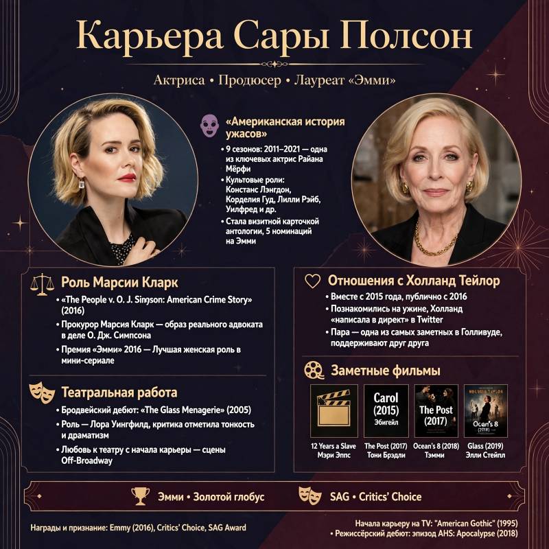 Сары Полсон: фильмы, личная жизнь и главные этапы карьеры