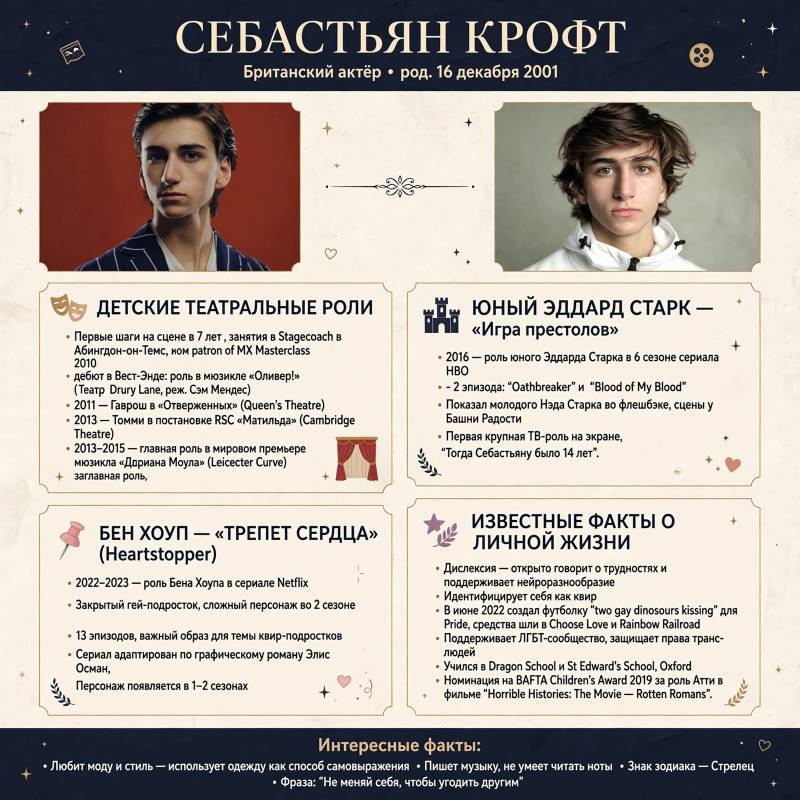 Себастьян Крофт: биография, главные роли и что известно о личной жизни актера