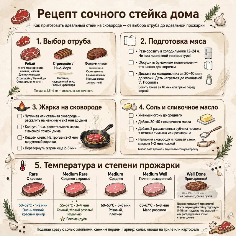 Сочный стейк в домашних условиях: рецепт и тонкости приготовления