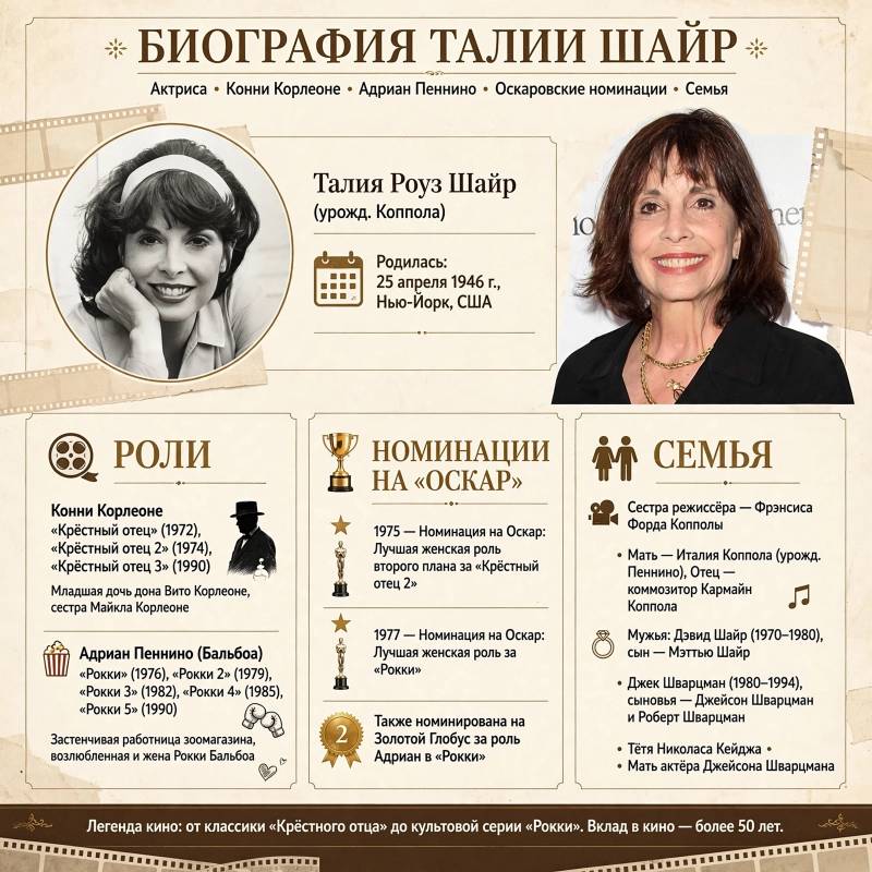 Талия Шайр: фильмы, личная жизнь и ключевые этапы карьеры